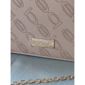 Bebe Shoulder Bag Chain Strap Pocketbook Brand Spellout Blush Pink Vegan Leather